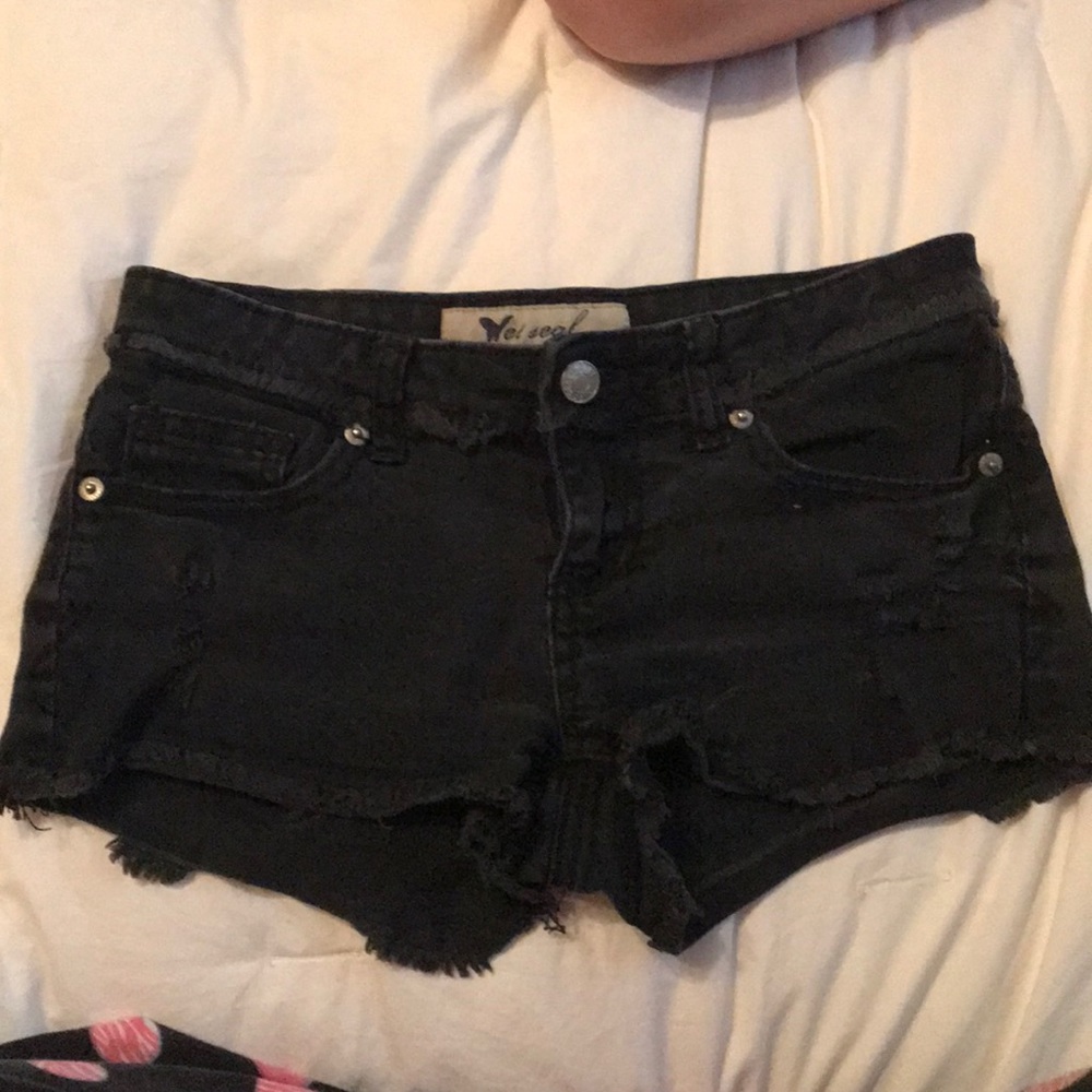 Black jean shorts